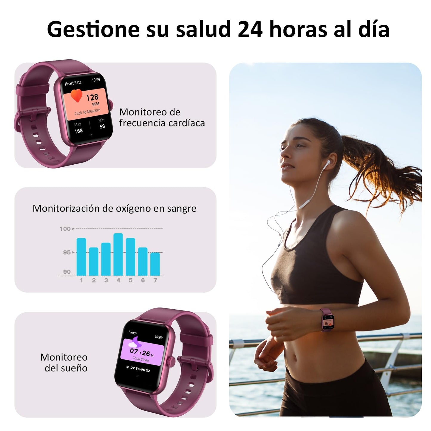 Reloj Inteligente Mujer Blackview con Llamadas Bluetooth, Pulsómetro/Oxímetro/Sueño/Podómetro, 1.85" Smartwatch con Whatsapp Mensajes, 100 Modos Deportivos, Pulsera Actividad para Android iOS