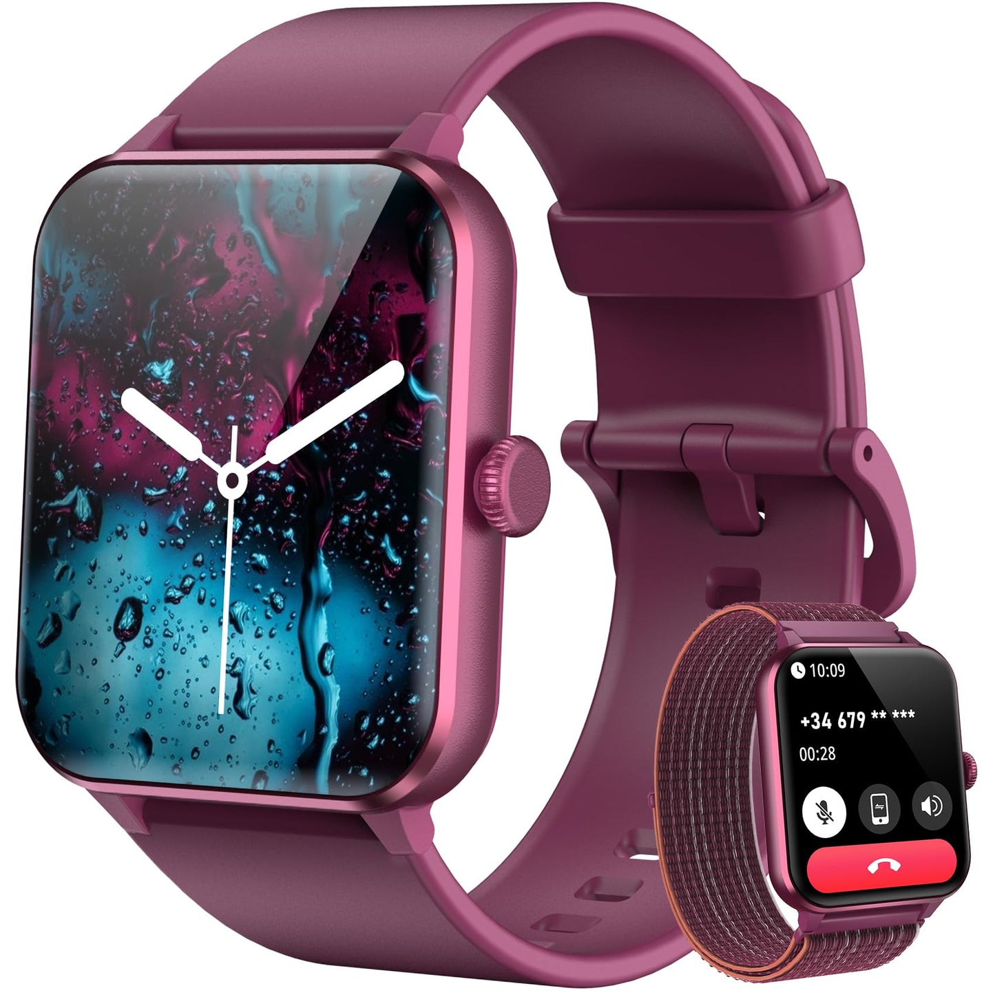 Reloj Inteligente Mujer Blackview con Llamadas Bluetooth, Pulsómetro/Oxímetro/Sueño/Podómetro, 1.85" Smartwatch con Whatsapp Mensajes, 100 Modos Deportivos, Pulsera Actividad para Android iOS