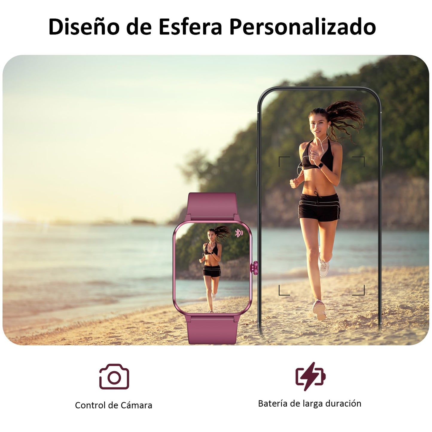 Reloj Inteligente Mujer Blackview con Llamadas Bluetooth, Pulsómetro/Oxímetro/Sueño/Podómetro, 1.85" Smartwatch con Whatsapp Mensajes, 100 Modos Deportivos, Pulsera Actividad para Android iOS