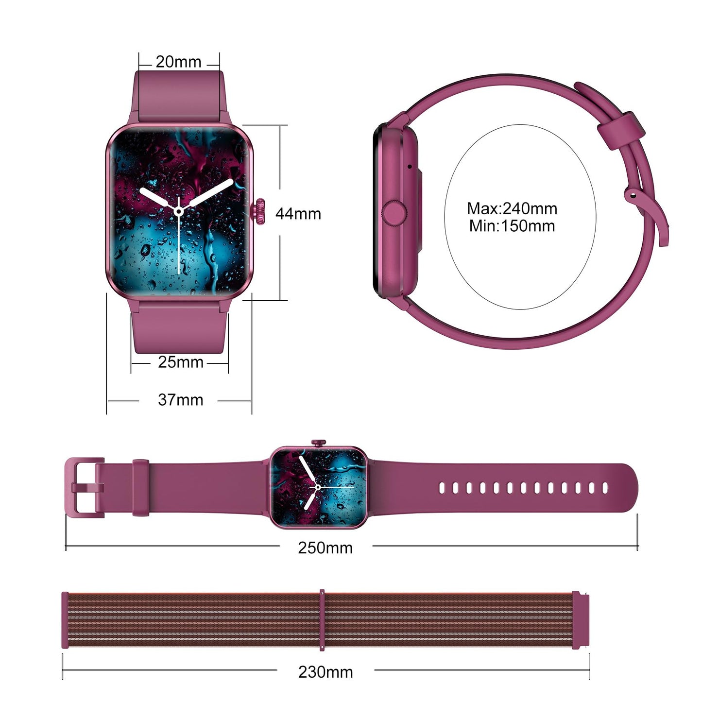 Reloj Inteligente Mujer Blackview con Llamadas Bluetooth, Pulsómetro/Oxímetro/Sueño/Podómetro, 1.85" Smartwatch con Whatsapp Mensajes, 100 Modos Deportivos, Pulsera Actividad para Android iOS