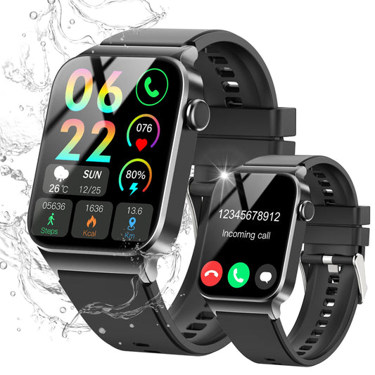 VKROBAG Reloj Inteligente Hombre Mujer, 1.85" HD Smartwatch con Llamadas Bluetooth, Monitor de Ritmo Cardíaco y Sueño, 110+ Modos Deportivos, Impermeable IP68 Pulsera Actividad iOS Android