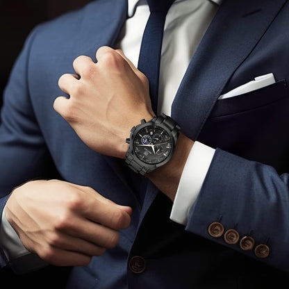 BENYAR Relojes Hombre Cronografo Analógico Impermeable Relojes de Pulsera Luminoso Fecha Negocios Casual Diseñador Reloj Hombre Banda de Acero Inoxidable Regalo Elegante