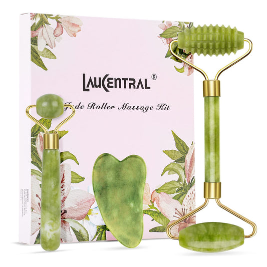 Quartz Jade Roll, Gua Sha Jade Roller Authentic Massager, Natural Roller Anti Aging Facial Massage, Anti Aging Eye, Face and Neck Anti Wrinkle, Face Stone Massage